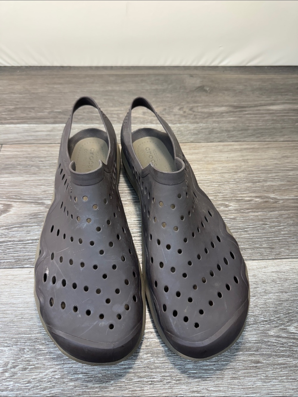 CROCS Men's Brown Perforated Slip-On Clog with Heel Strap SZ 12 (h189)